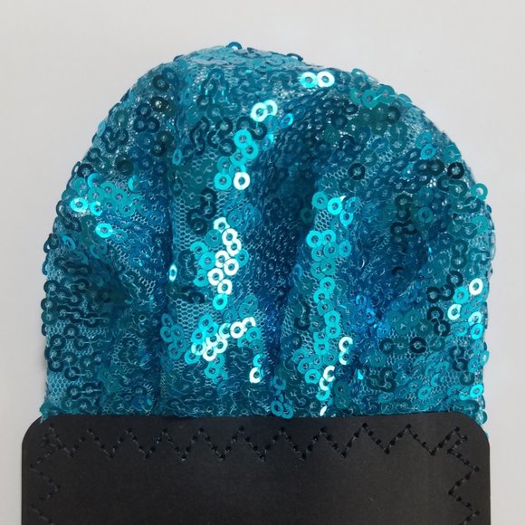 New! Men's Turquoise Blue Sequin Pre-Folded Pocket Square Insert - Picture 3 of 4